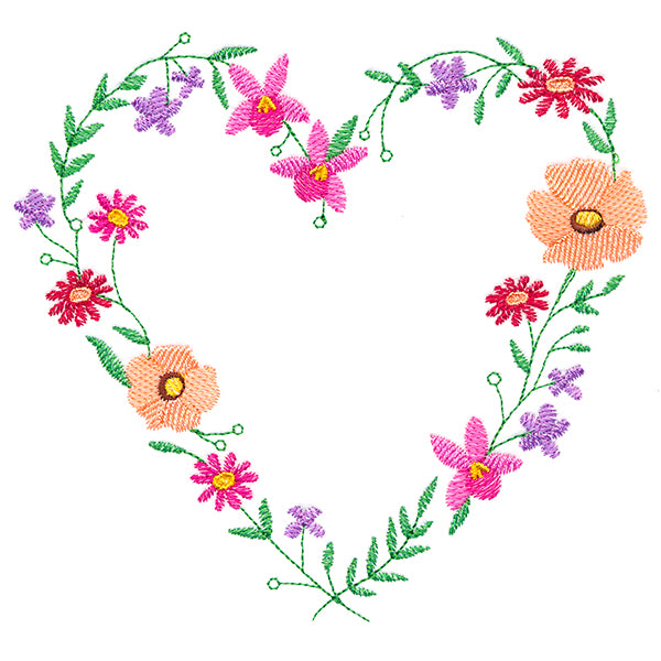 A Stitch of Blooms Heart Wreath