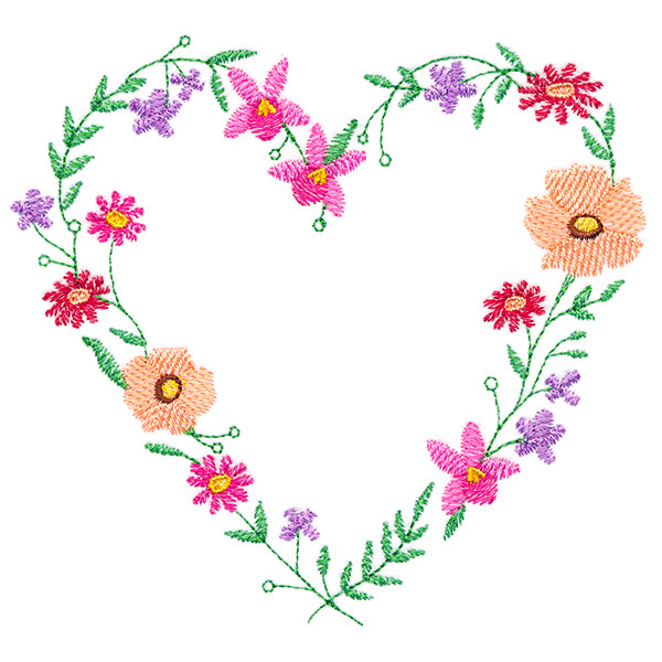 A Stitch of Blooms Heart Wreath