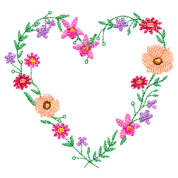 A Stitch of Blooms Heart Wreath