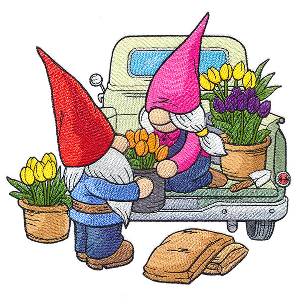 Flower Market Gnome Retro Truck