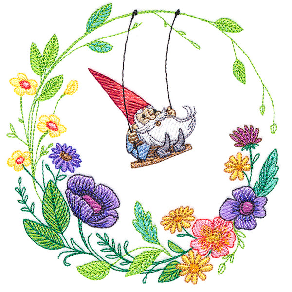 Gnome in the Garden Wreath