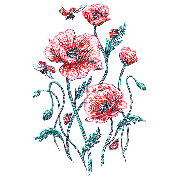 Garden Delights - Poppies & Ladybugs