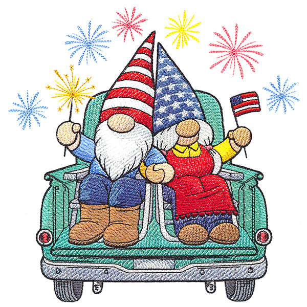 Happy 4th Gnomes Retro Truck