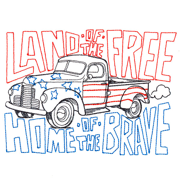 Land of the Free Retro Truck