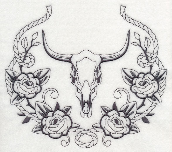Steer Skull and Rose Laurel