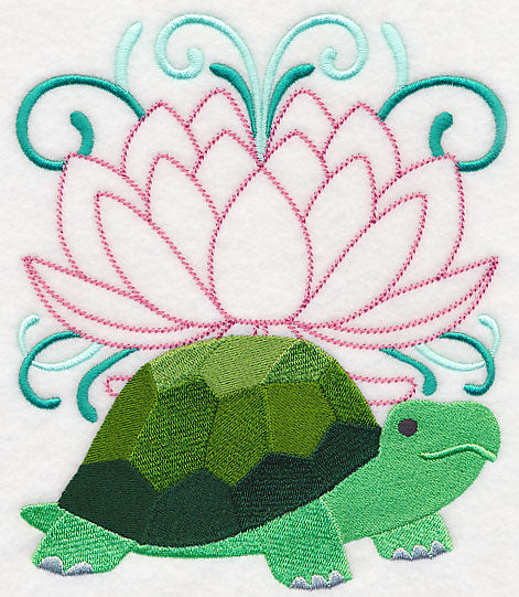 Tranquil Turtle and Lotus Blossom