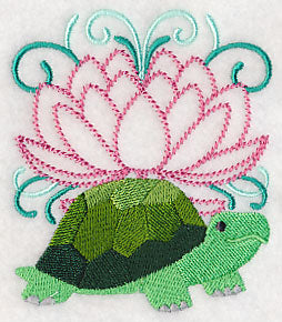 Tranquil Turtle and Lotus Blossom