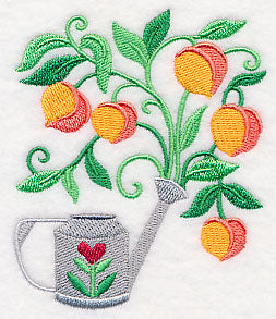 Peaches and Watering Can
