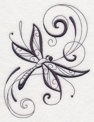 Inky Dragonfly and Swirls 1