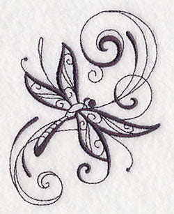 Inky Dragonfly and Swirls 1