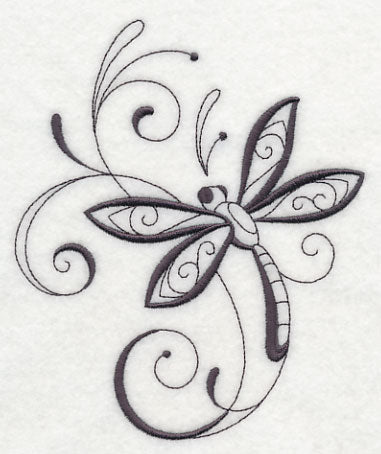 Inky Dragonfly and Swirls 2