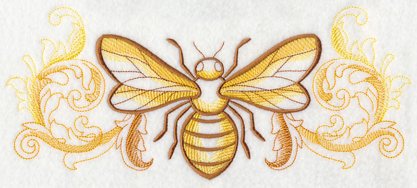 Buzzing Bee with Baroque Background