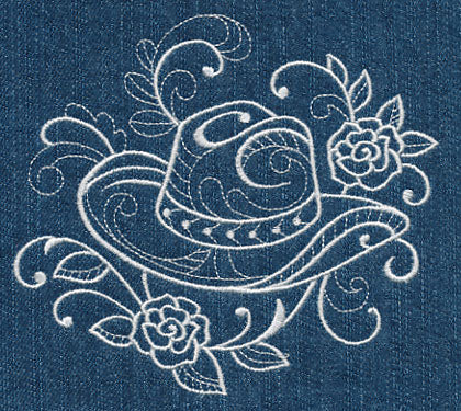 Cowboy Hat with Roses (Whitework)