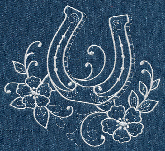 Horseshoe and Flowers (Whitework)