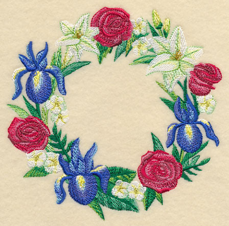 Red White & Bloom Wreath in Watercolor