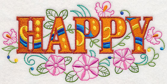 Happy with Vintage Flower Fade