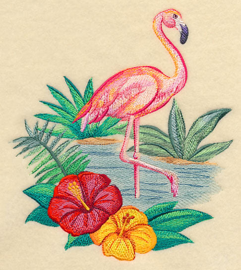 Flamingo and Hibiscus in Watercolor