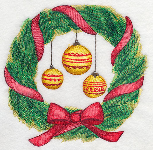 Christmas Wreath and Ornaments in Watercolor