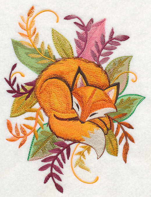 Fox and Leaves in Watercolor