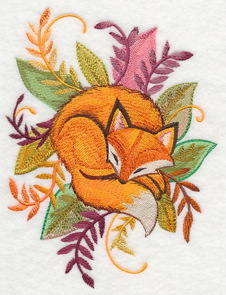 Fox and Leaves in Watercolor