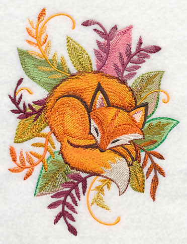 Fox and Leaves in Watercolor