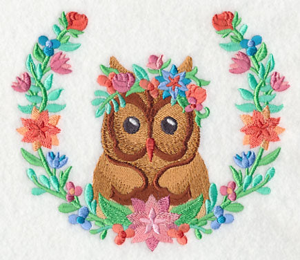 Owl with Floral Laurel