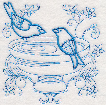 Doodle Birds and Birdbath