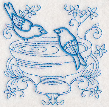 Doodle Birds and Birdbath