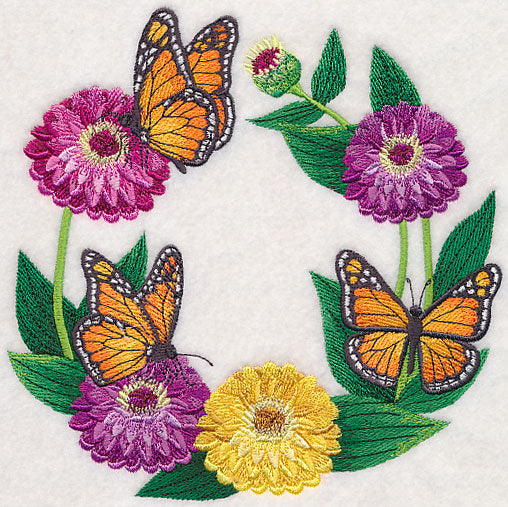 Monarch and Zinnia Wreath