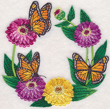 Monarch and Zinnia Wreath