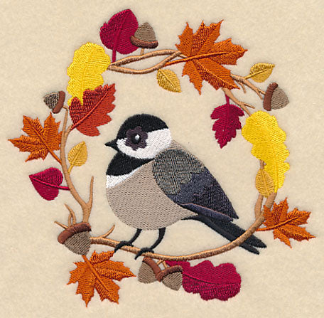 Wreathed in Autumn Chickadee