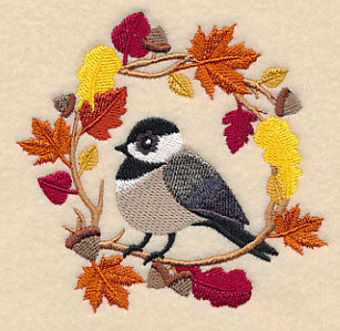 Wreathed in Autumn Chickadee