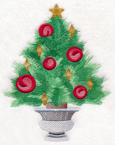 Potted Christmas Tree in Watercolor