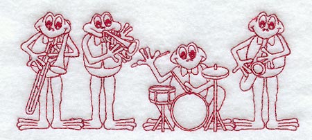 Frog Jazz Band (Redwork)