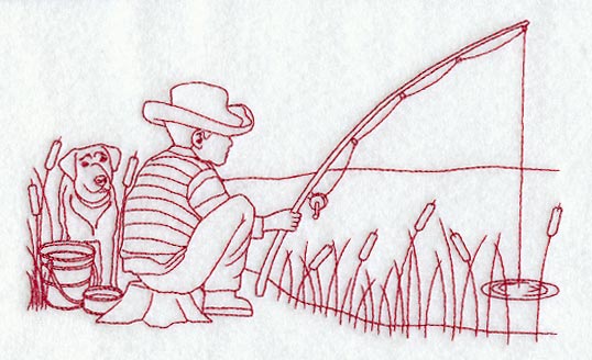 Fisherman (Redwork)