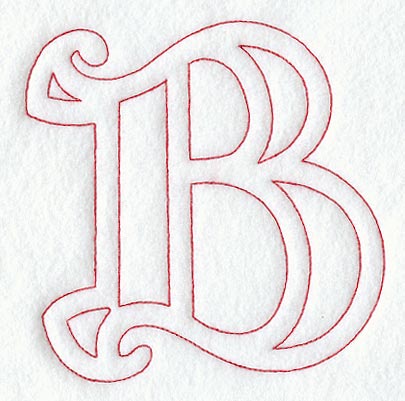 Majestic Letter B (Redwork) - 5 Inch
