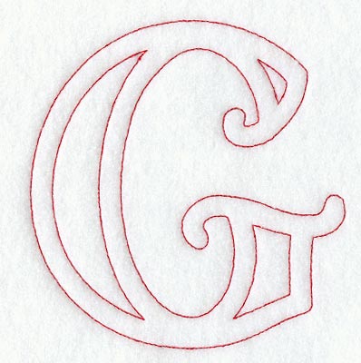Majestic Letter G (Redwork) - 5 Inch