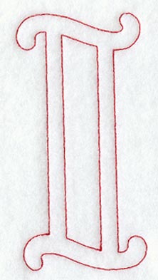 Majestic Letter I (Redwork) - 5 Inch