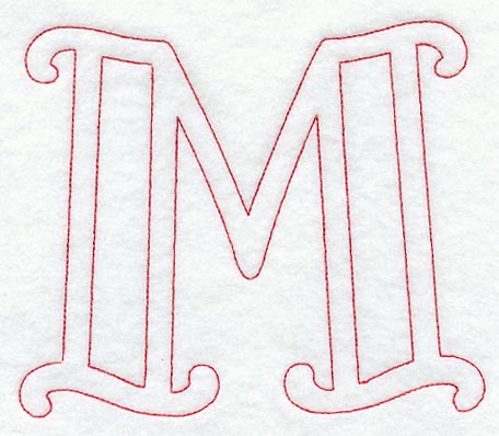Majestic Letter M (Redwork) - 5 Inch