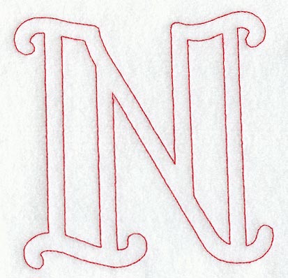 Majestic Letter N (Redwork) - 5 Inch
