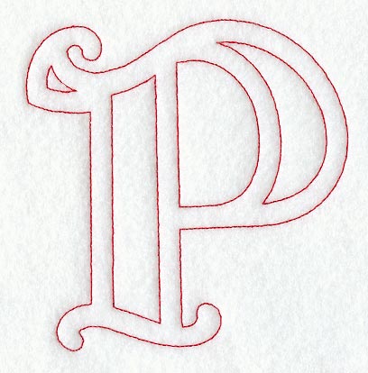 Majestic Letter P (Redwork) - 5 Inch