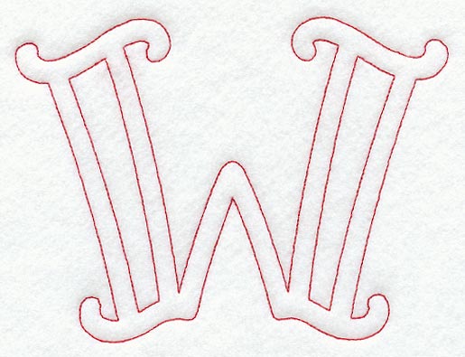 Majestic Letter W (Redwork) - 5 Inch