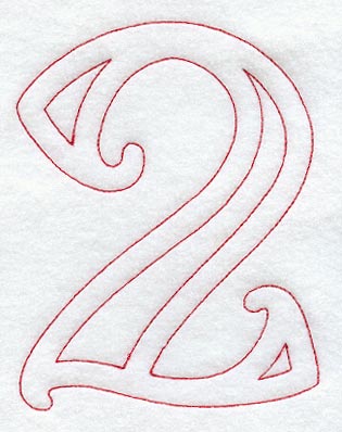 Majestic Number 2 (Redwork) - 5 Inch