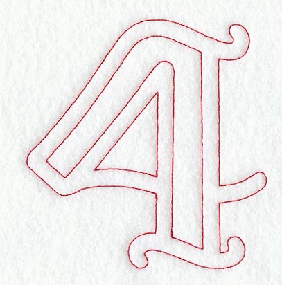 Majestic Number 4 (Redwork) - 5 Inch