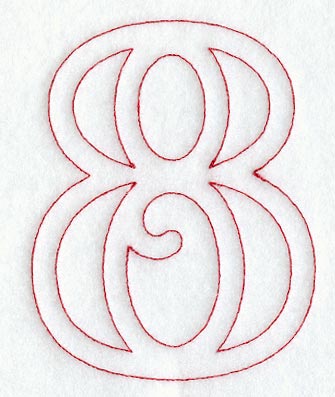 Majestic Number 8 (Redwork) - 5 Inch