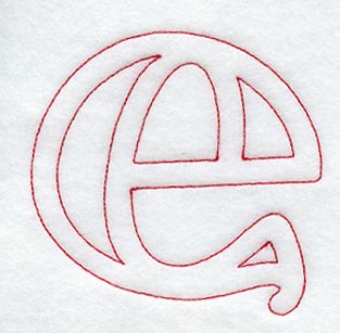 Majestic Letter E (Redwork) - 5 Inch