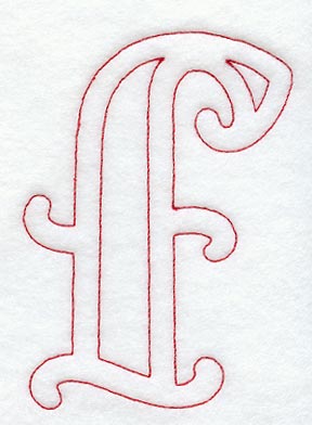 Majestic Letter F (Redwork) - 5 Inch
