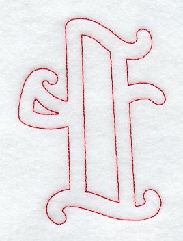 Majestic Letter T (Redwork) - 5 Inch