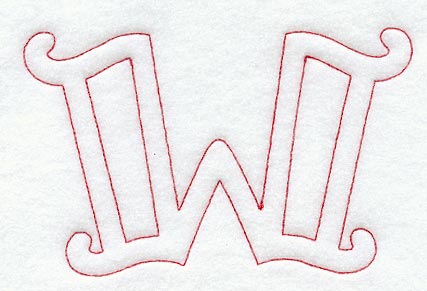 Majestic Letter W (Redwork) - 5 Inch