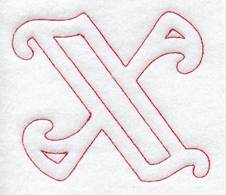 Majestic Letter X (Redwork) - 5 Inch